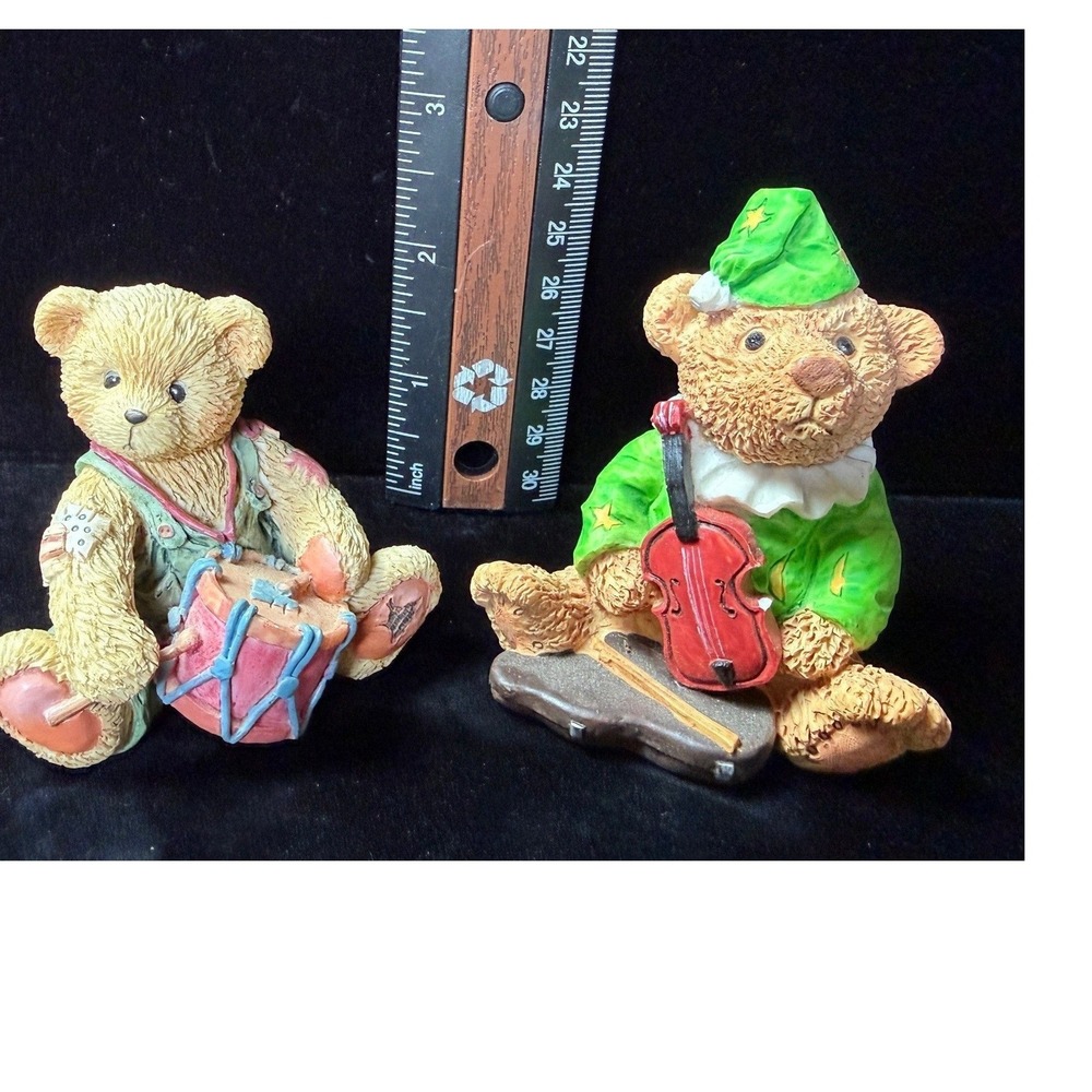 Vintage Enesco Ronnie Drummer & Take Me Home Teddies Jester Jim Figurines Set